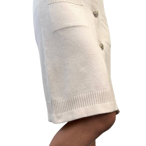 CHANEL Vintage 09C CC Logo Long Cardigan #34 Knit Heart Button Cream [105126] - Picture 3 of 11